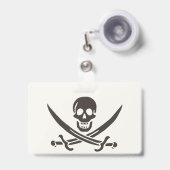 Obsidian schedel zwaarden Piratenvlag van Calico J Badge (Front with Retractable)