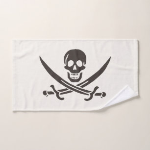 Obsidian Schedel Zwaarden Piratenvlag van Calico J Handdoek