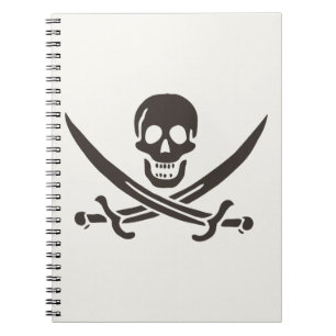 Obsidian schedelsabels Piraten vlag van Calico Jac Notitieboek