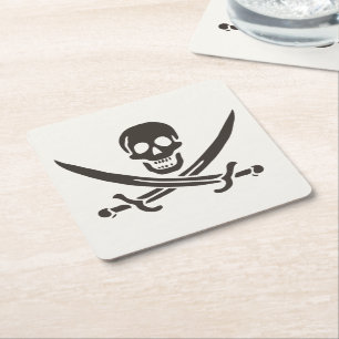Obsidian schedelsabels Piratenvlag van Calico Jack Kartonnen Onderzetters