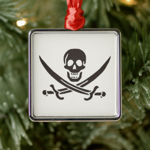 Obsidian schedelsabels Piratenvlag van Calico Jack Metalen Ornament