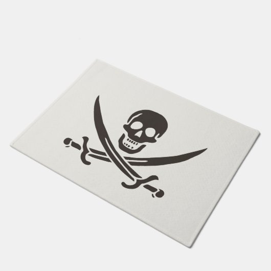 Obsidian Skull Swords Pirate flag of Calico Jack Deurmat (Schuin)