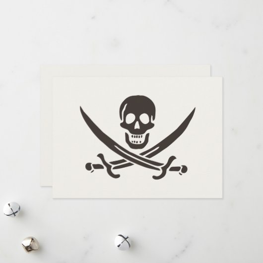 Obsidian Skull Swords Pirate flag of Calico Jack Feestdagenkaart (Voorkant / Achterkant in situ)