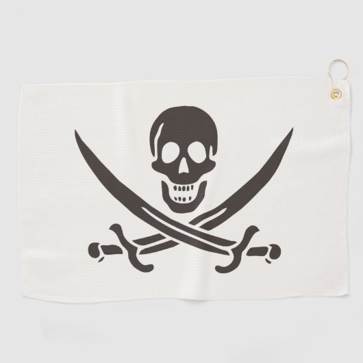 Obsidian Skull Swords Pirate flag of Calico Jack Golfhanddoek (Horizontaal)