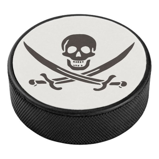 Obsidian Skull Swords Pirate flag of Calico Jack Hockey Puck (3/4)