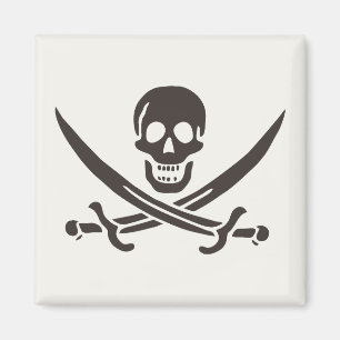 Obsidian Skull Swords Pirate flag of Calico Jack Magneet