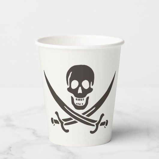 Obsidian Skull Swords Pirate flag of Calico Jack Papieren Bekers (Achterkant)