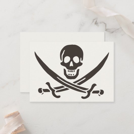 Obsidian Skull Swords Pirate flag of Calico Jack Plaatskaartje (Voorkant / Achterkant in situ)