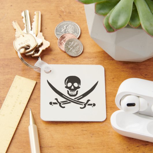 Obsidian Skull Swords Pirate flag of Calico Jack Sleutelhanger (Bureau)