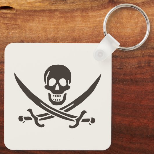 Obsidian Skull Swords Pirate flag of Calico Jack Sleutelhanger (Achterkant)