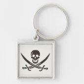 Obsidian Skull Swords Pirate flag of Calico Jack Sleutelhanger (Voorkant)