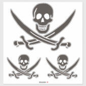 Obsidian Skull Swords Pirate flag of Calico Jack Sticker (Vel)