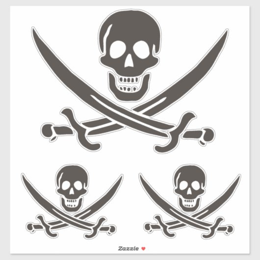 Obsidian Skull Swords Pirate flag of Calico Jack Sticker