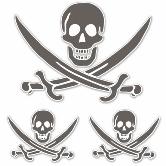 Obsidian Skull Swords Pirate flag of Calico Jack Sticker (Voorkant)