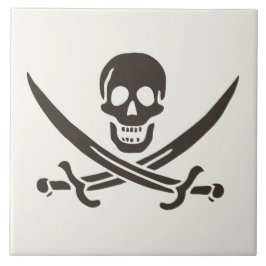 Obsidian Skull Swords Pirate flag of Calico Jack Tegeltje