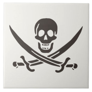 Obsidian Skull Swords Pirate flag of Calico Jack Tegeltje