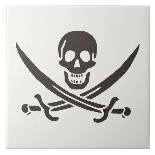Obsidian Skull Swords Pirate flag of Calico Jack Tegeltje (Voorkant)