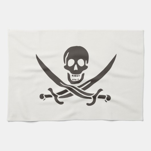 Obsidian Skull Swords Pirate flag of Calico Jack Theedoek (Horizontaal)