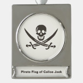 Obsidian Skull Swords Pirate flag of Calico Jack Verzilverd Banner Ornament (Voorkant)