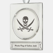 Obsidian Skull Swords Pirate flag of Calico Jack Verzilverd Banner Ornament (Links)