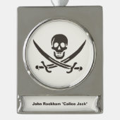 Obsidian Skull Swords Pirate flag of Calico Jack Verzilverd Banner Ornament (Voorkant)