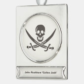 Obsidian Skull Swords Pirate flag of Calico Jack Verzilverd Banner Ornament (Links)