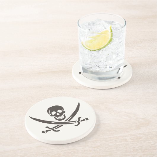 Obsidian Skull Swords Pirate flag of Calico Jack Zandsteen Onderzetter (Zijkant)