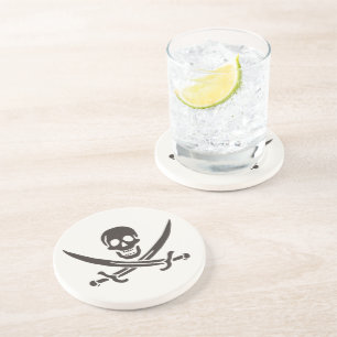 Obsidian Skull Swords Pirate flag of Calico Jack Zandsteen Onderzetter
