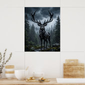 Obsidian Stag Storm Forest Poster (Keuken)