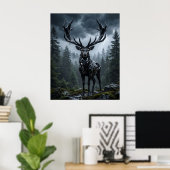 Obsidian Stag Storm Forest Poster (Thuiskantoor)
