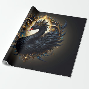 Obsidian Zwaan van Stille Gratie – Dark Fantasy Cadeaupapier