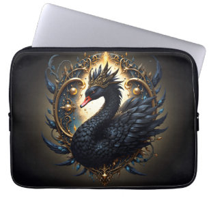 Obsidian Zwaan van Stille Gratie – Dark Fantasy Laptop Sleeve