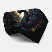 Obsidian Zwaan van Stille Gratie – Dark Fantasy Stropdas (Opgerold)
