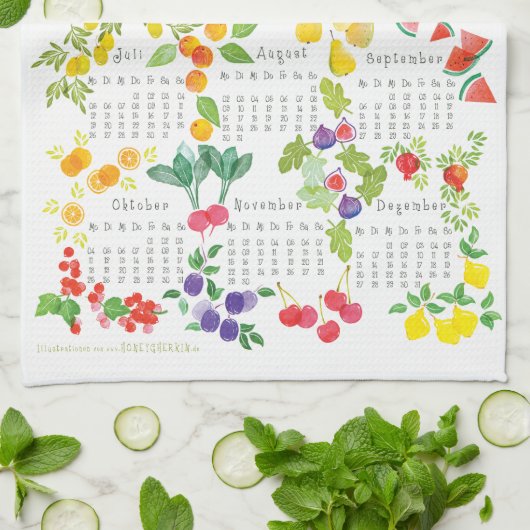 Obst und Gemüse - Kalender 2021 Geschirrtuch Theedoek (Gevouwen)