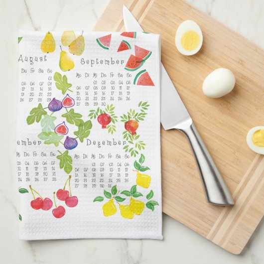 Obst und Gemüse - Kalender 2021 Geschirrtuch Theedoek (Quarter Fold)