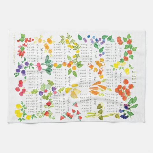 Obst und Gemüse - Kalender 2021 Geschirrtuch Theedoek (Horizontaal)