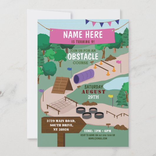 Obstacle Course Verjaardagsfeest Adventure Park Ro Kaart (Voorkant)