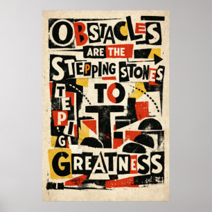 Obstakels Stapstenen Vintage Typografie Poster