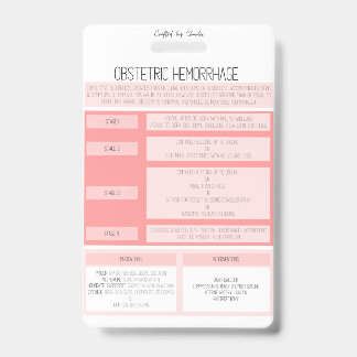 Obstetric Hemorrhage Reference Nurse Badge