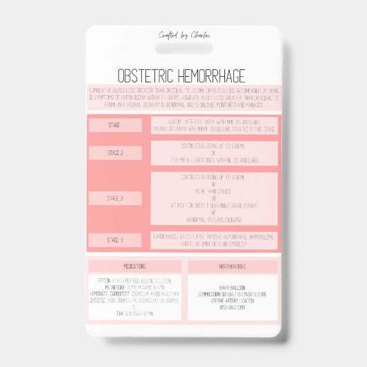 Obstetric Hemorrhage Reference Nurse Badge (Voorzijde)