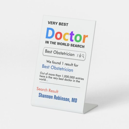 Obstetrician Custom Best Doctor Gift  Reclamebord Met Voetstuk (Voorkant)