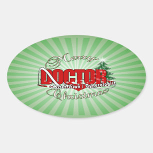 OBSTETRICIAN/GYNECOLOGIST CHRISTMAS DOCTOR OVALE STICKER
