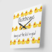 Obstetriciens Yellow Rubber Ducks Trio Vierkante Klok (Hoek)
