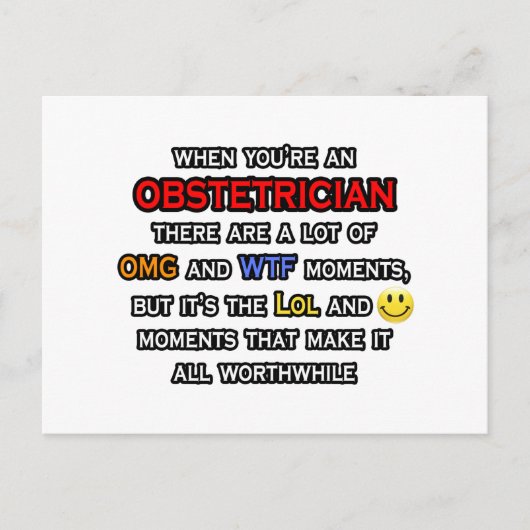 Obstetriciër ... OMG WTF LOL Briefkaart (Voorkant)