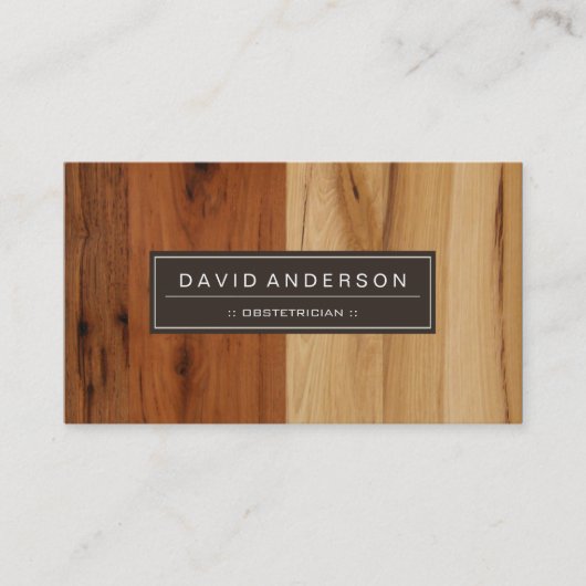 Obstetricus - Houtkorrel Visitekaartje (Voorkant)