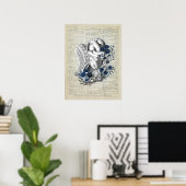 Obstetrie Baby in de baarmoeder anatomie Blauwe Bl Poster (Thuiskantoor)