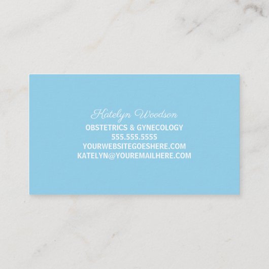 Obstetrie Gynaecologie Moederschap Ward Baby Blue Visitekaartje (Achterkant)