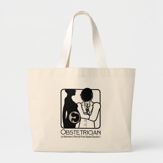 OBSTETRISCHE LOGO - VROUWENPERI EN POST NATAL DR. GROTE TOTE BAG (Voorkant)