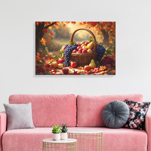 Obstkorb im Herbst Canvas Afdruk (Insitu (Woonkamer))