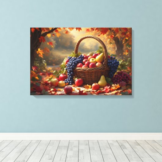 Obstkorb im Herbst Canvas Afdruk (Insitu (Houten vloer))